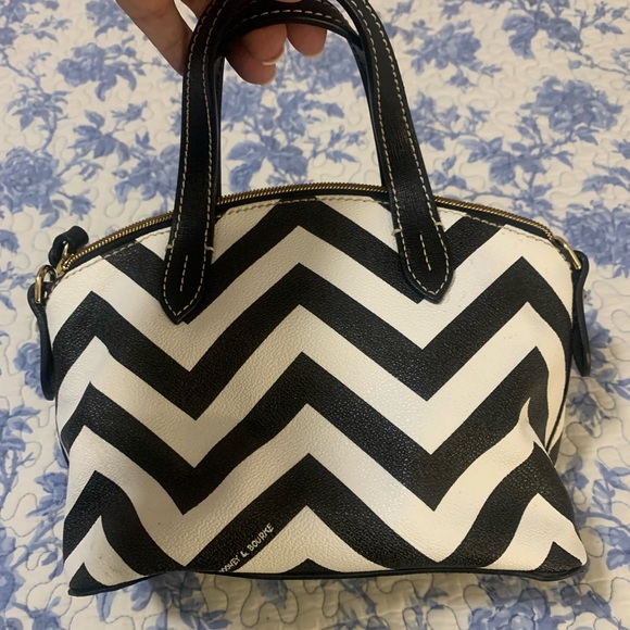 Dooney & Bourke Black and White Chevron Satchel - Picture 2 of 3